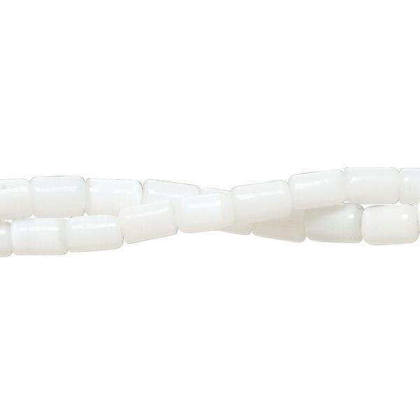 Bead 1pkg2 cat's eye glass (fiber optic glass), 6x4mm-7x6mm round tube, 14 inch opaque white image number 0