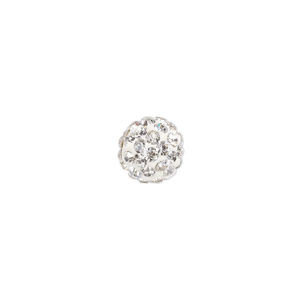 Bead, glass rhinestone / epoxy / resin, white and clear, 10mm round. Sold individually. image number 0