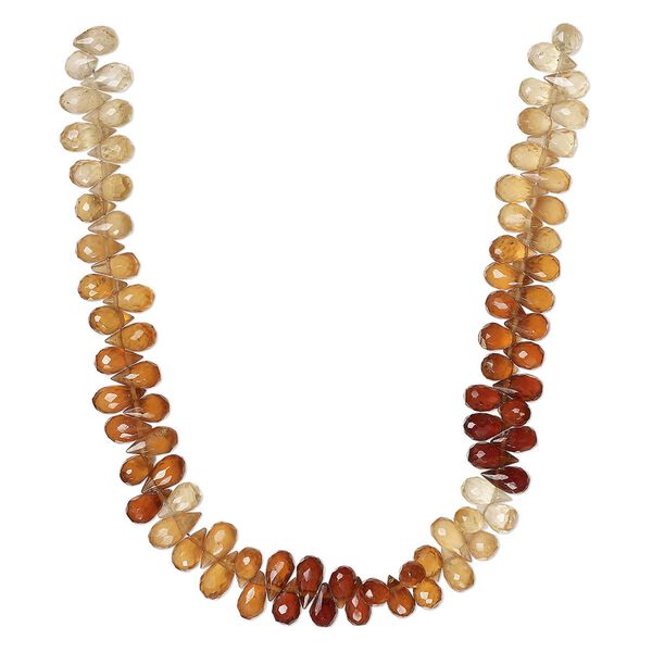 Hessonite garnet 1pkg1, hand-cut top-drilled faceted teardrop bead natural 8 inch 7x4mm-8x4mm image number 0