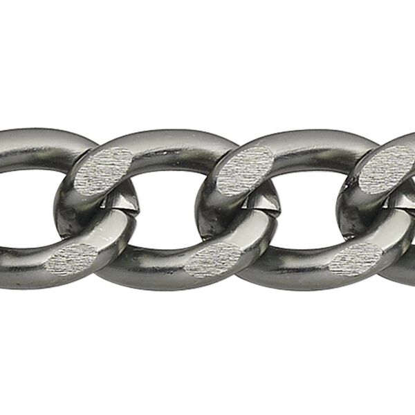 Chain, anodized aluminum, gunmetal, 8mm curb. Sold per pkg of 25 feet. image number 0