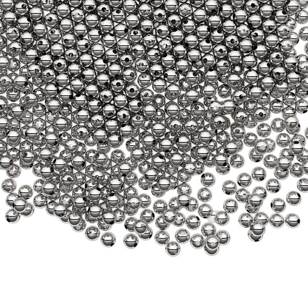Bead, sterling silver, 2mm seamless-look round. Sold per pkg of 100. image number 0