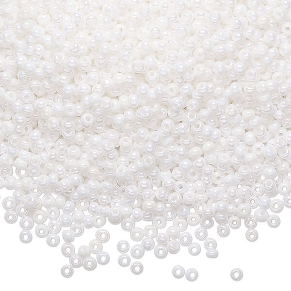Seed bead, Preciosa Ornela Czech glass, pkg/50g, #11 rocaille, opaque rainbow chalkwhite, (46205). image number 0