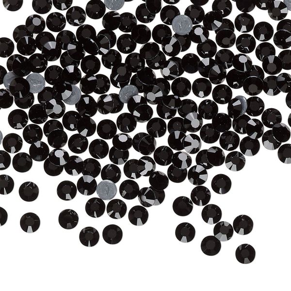 Flat back, Dance With Me™ crystal hotfix rhinestone, jet, foil back, 3-3.2mm rose, SS12. Sold per pkg of 144 (1 gross). image number 0