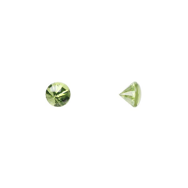 Peridot 1pkg2, buffed top hand-cut faceted round gem natural 6mm image number 0