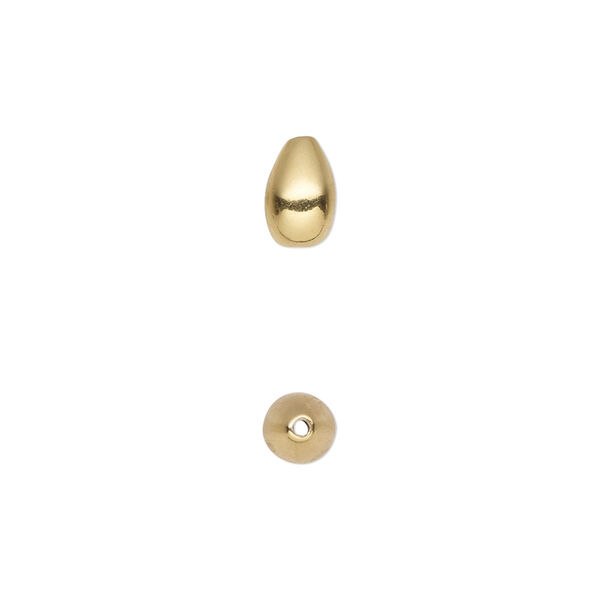 Bead, gold-plated sterling silver, 8x5mm teardrop. Sold individually. image number 0