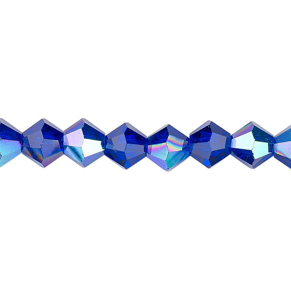 Bead 1pk translucent cobalt blue AB, Celestial Crystal® 8mm bicone 15.5-16 inch image number 0