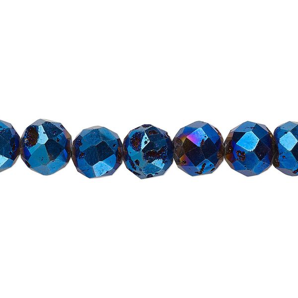 Druzy agate 1pkg1, electroplated faceted round bead 8 inch 8mm image number 0
