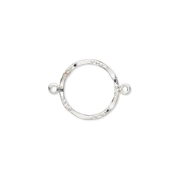 Link, sterling silver-filled, 15mm double-sided hammered and textured open round. Sold individually. image number 0