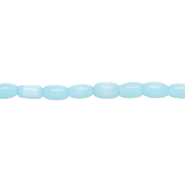 Bead, fiber optic glass, pkg/14 inch, opaque sky blue, 6x4mm / 6x4mm center-drilled oval. image number 0