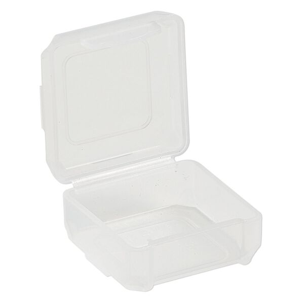 Organizer, Dot Box™, plastic, clear, 1-1/4 x 1-1/4 x 1/2 inch rectangle with pop-up lid. Sold per pkg of 8. image number 1