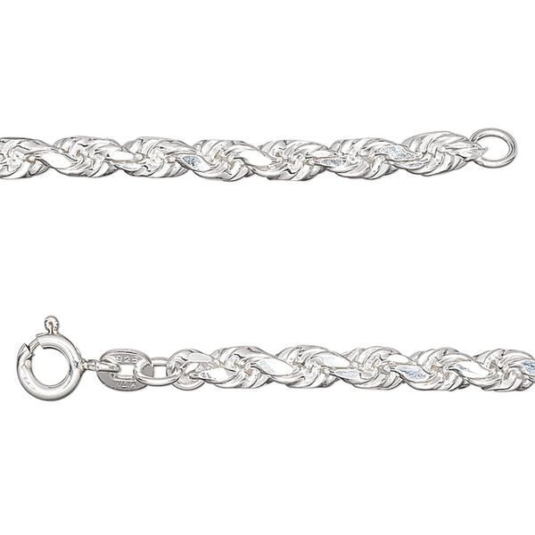 Chain, sterling silver, 3.75mm French rope, 24 inches. Sold individually. image number 0