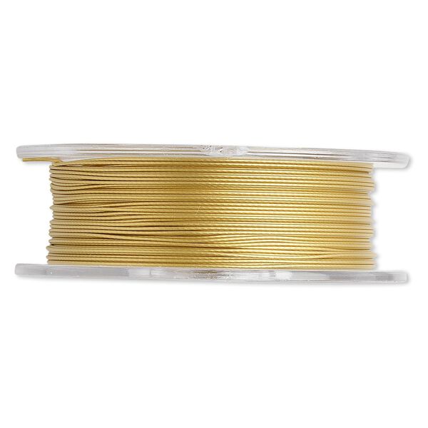 Beading wire, Tigertail™, nylon-coated stainless steel, gold, 3 strand, 0.018-inch diameter. Sold per 30-foot spool. image number 0