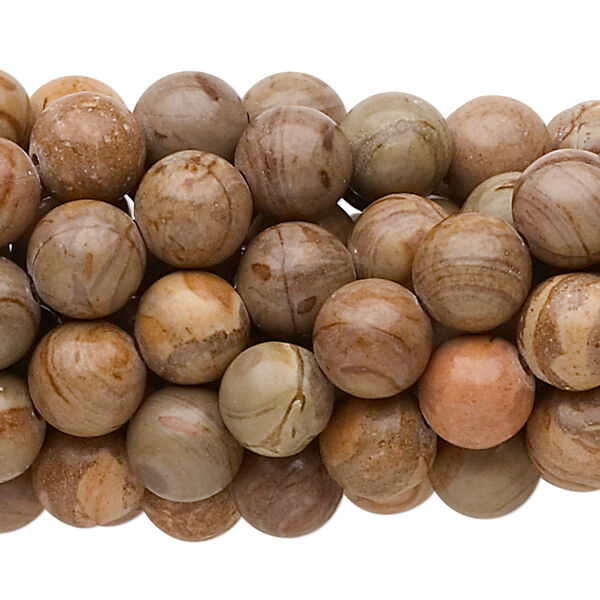 Limestone 1pkg10, round bead natural C grade, 15.5-16 inch 8mm image number 0