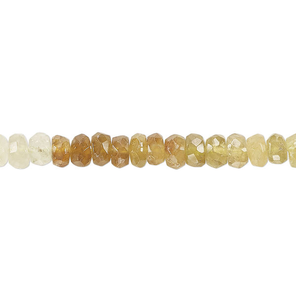 Grossularite garnet 1pkg1, hand-cut faceted rondelle bead natural 14 inch 5x2mm-6x4mm image number 0