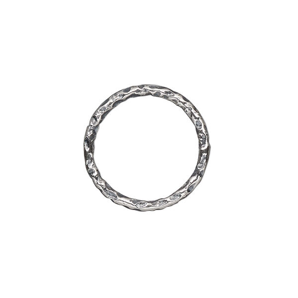 Jump ring, antiqued sterling silver, 16mm hammered round, 13.4mm inside diameter, 15 gauge. Sold Individually. image number 0