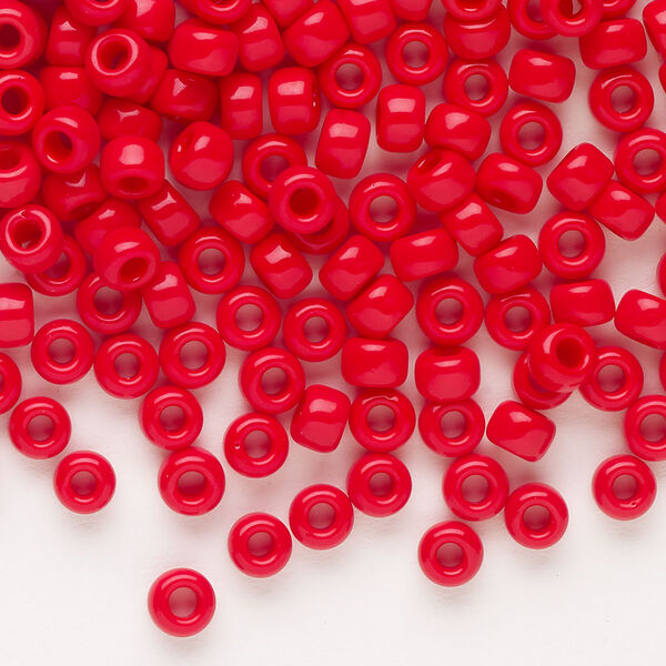 Seed bead, Miyuki, glass, pkg/250g, #6 rocaille, opaque red, (RR-408). image number 0