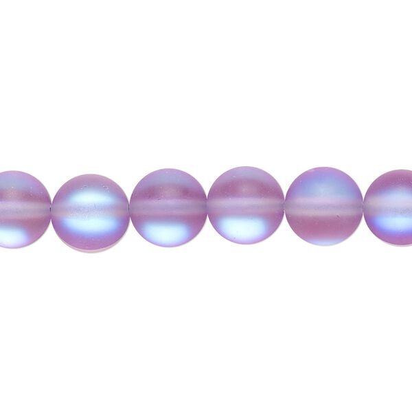 Bead, iridescent glass, translucent matte purple and blue, 8mm round. Sold per 15-1/2 to 16-inch strand. image number 0