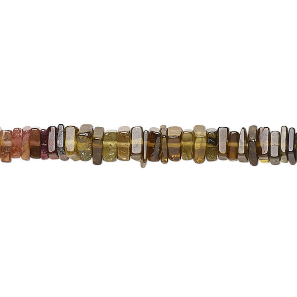 Multi-tourmaline 1pkg1, hand-cut square rondelle bead natural 8 inch 4x1mm-6x2mm image number 0