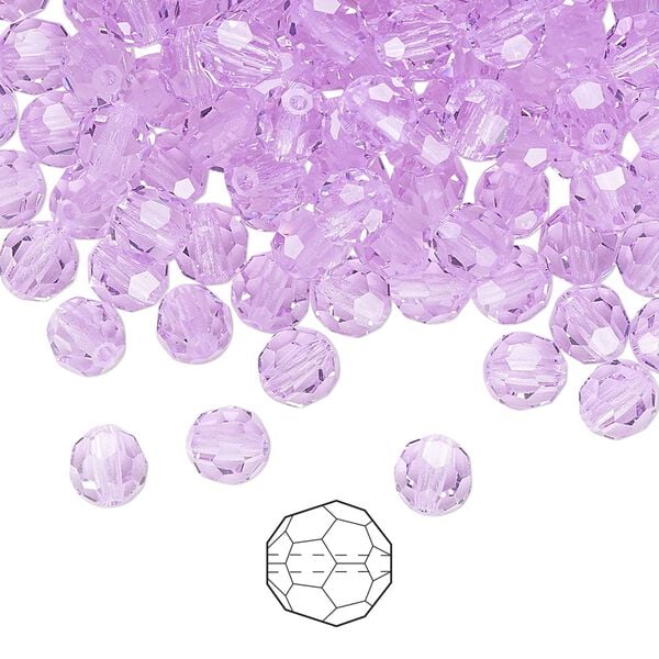 Bead 576pk violet, Preciosa Czech crystal 5mm round image number 0