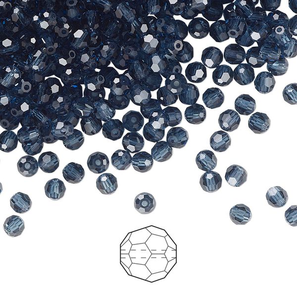 Bead 720pk Montana, Preciosa Czech crystal 3mm round image number 0