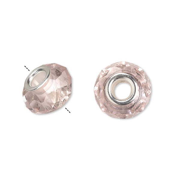 Bead 10pk 32 facets pink silver plate, Celestial Crystal® Dione® 14x9mm rondelle image number 0