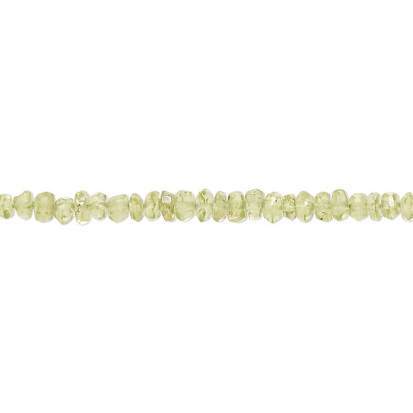 Peridot 1pkg1, hand-cut faceted rondelle / faceted saucer bead natural B grade, 13 inch 3x2mm-5x4mm image number 0