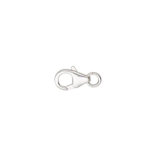 Clasp, lobster claw, sterling silver and steel, 10x6mm with jump ring. Sold individually. image number 0