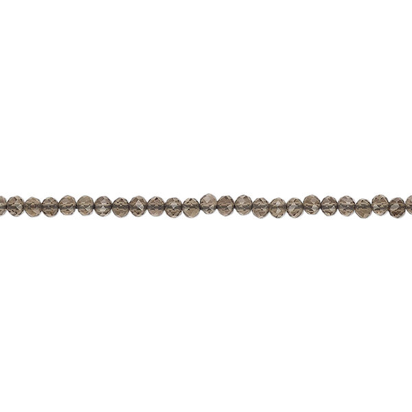 Smoky quartz 1pkg1, hand-cut faceted rondelle bead 13 inch 2mm image number 0