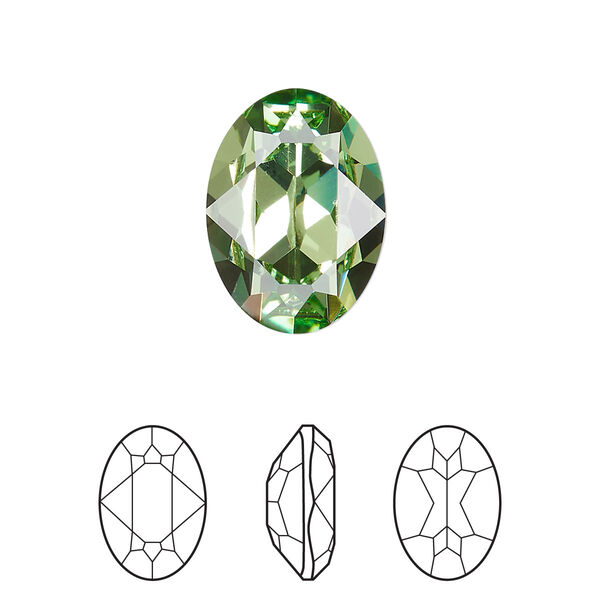 Fancy stone 48pk peridot foil back, Swarovski® ReCreated™ 18x13mm oval 4120 image number 0