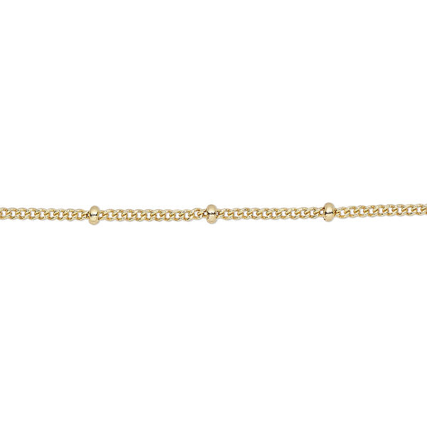 Chain, gold-finished brass, 1.3mm curb and 2x1mm rondelle. Sold per pkg of 5 feet. image number 0