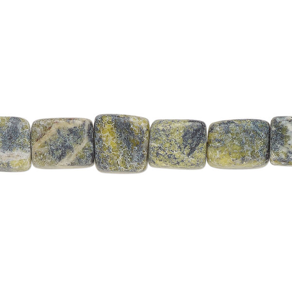 Yellow "turquoise" (serpentine with quartz) 1pkg1, tumbled pebble bead natural 15.5-16 inch medium to large image number 0
