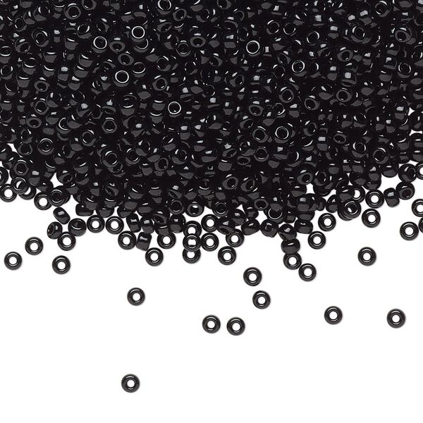Seed bead, Miyuki, glass, pkg/250g, #11 rocaille, opaque black, (RR-401). image number 0