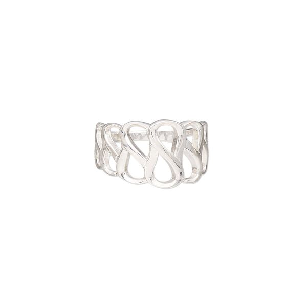 Ring, sterling silver, 12mm wide with cutout design, size 7. Sold individually. image number 0