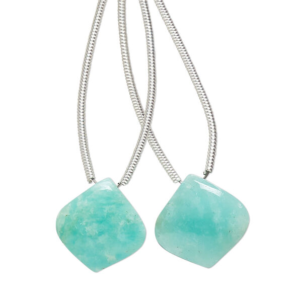 Amazonite 1pkg2, hand-cut top-drilled puffed teardrop bead natural 14x14mm image number 0