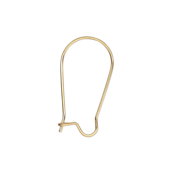 Ear wire, gold-finished stainless steel, 25mm kidney, 22 gauge. Sold per pkg of 5 pairs. image number 0