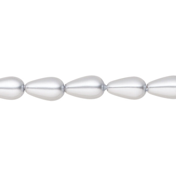 Pearl 10pk light grey, Preciosa Czech crystal 10x6mm pear image number 0