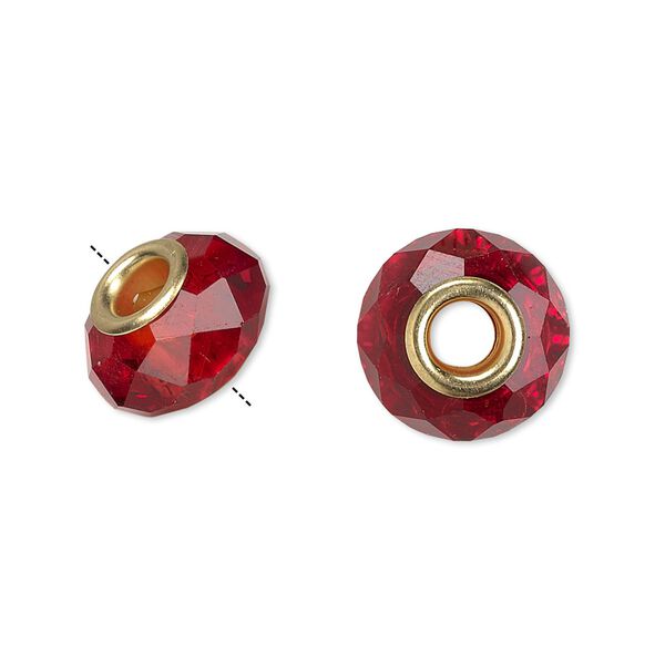 Bead 10pk 32 facets red gold finish, Celestial Crystal® Dione® 14x9mm rondelle image number 0