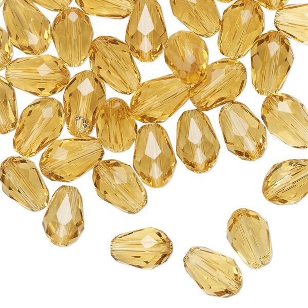 Bead Celestial Crystal® 1pkg60, 8x6mm teardrop / 66 facets, transparent gold image number 0