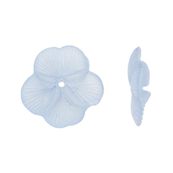 Component, acrylic, translucent frosted light blue, 20x5mm flower. Sold per pkg of 100. image number 0