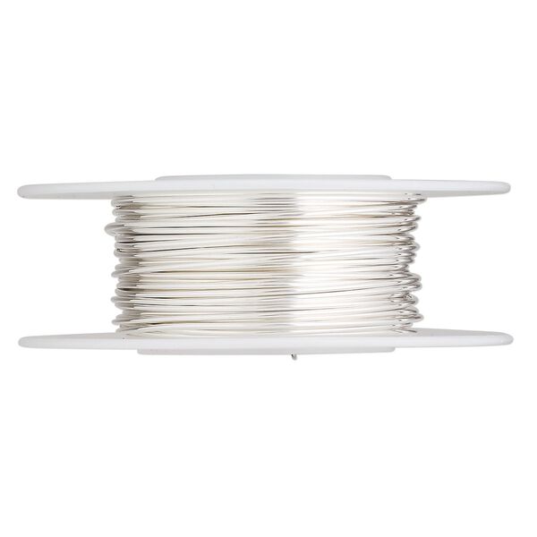 Wire, sterling silver, full-hard, round, 21 gauge. Sold per 25-foot spool. image number 0