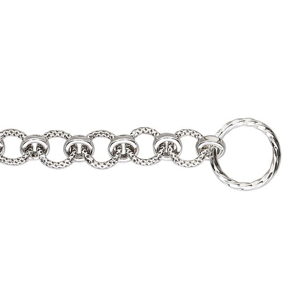 Chain, antiqued sterling silver, 6mm textured round link, 7 inches with toggle clasp. Sold individually. image number 0
