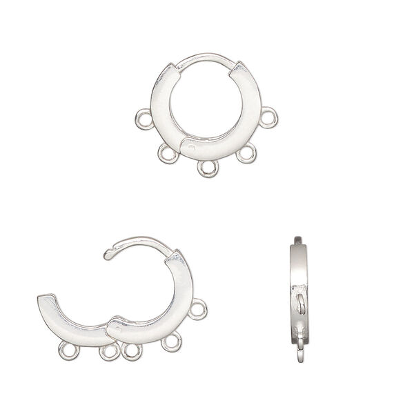 Earring, sterling silver, 12mm round hoop with square tube and 5 closed loops and hinged closure. Sold per pair. image number 0