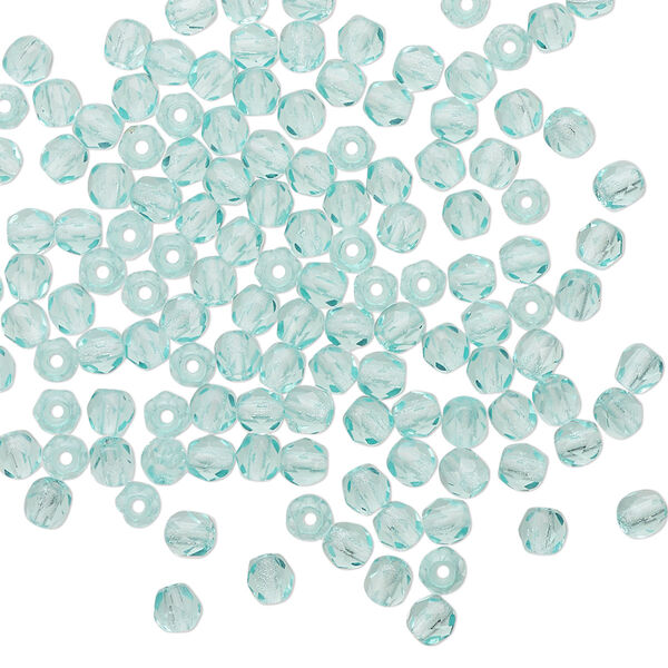 Bead 1pkg1 Czech fire-polished glass, 3mm faceted round, 1 mass transparent light aqua image number 0
