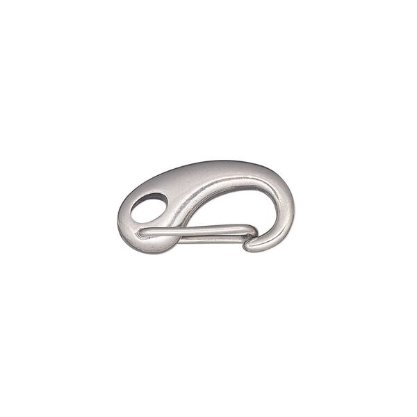 Clasp, self-closing hook, stainless steel, 19x10mm. Sold individually. image number 0
