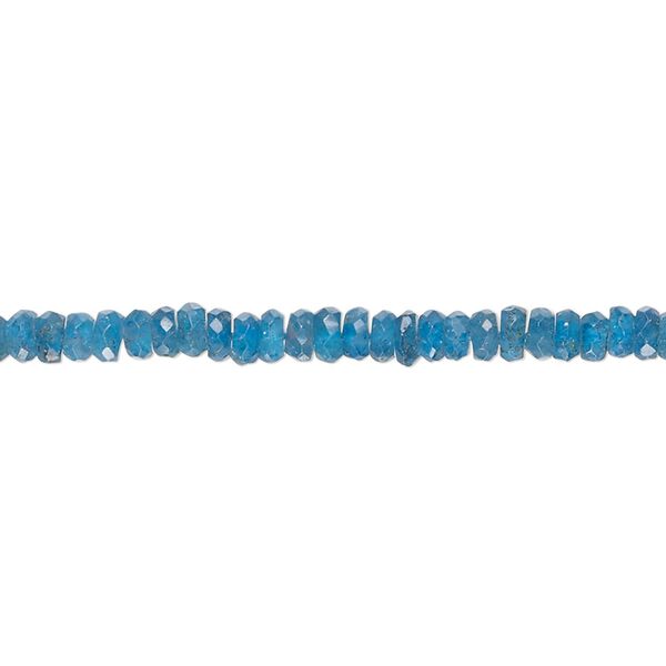 Blue apatite 1pkg1, hand-cut faceted rondelle bead natural dark 14 inch 3x1mm-4x2mm image number 0