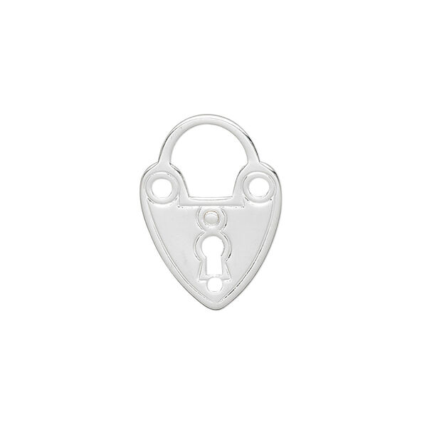Charm, silver-plated "pewter" (zinc-based alloy), 21x15mm double-sided lock. Sold per pkg of 10. image number 0
