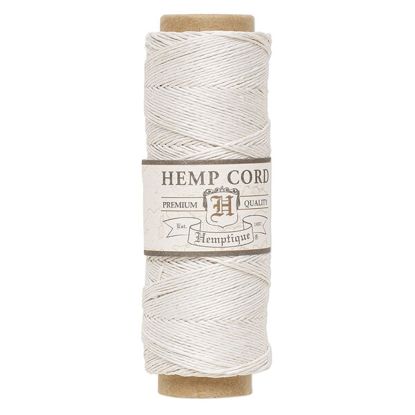 Cord, Hemptique®, polished hemp, white, 0.5mm diameter, 10-pound test. Sold per 205-foot spool. image number 0