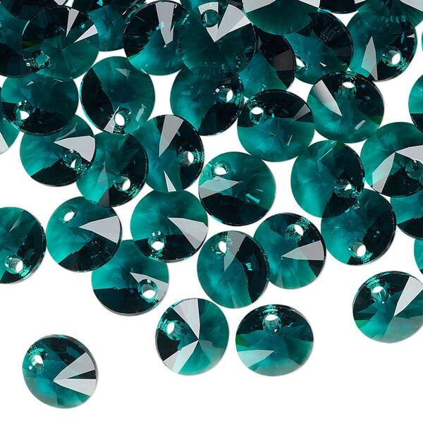 Drop 12pk emerald, Crystal Passions® 8mm pendant mini disk 6428 image number 1