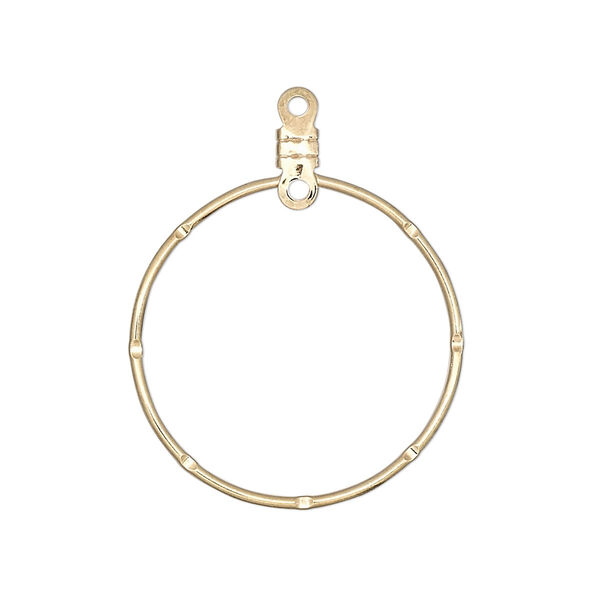 Beading hoop, gold-plated steel, 26mm notched round with closed loop. Sold per pkg of 10. image number 0