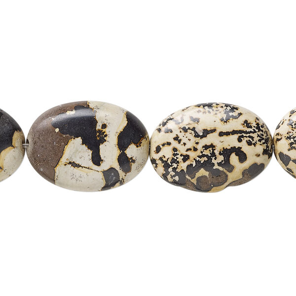 Limestone 1pkg1, flat oval bead natural B grade, 15.5-16 inch 18x13mm image number 0